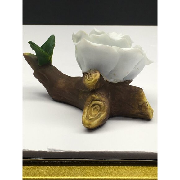 Vintage Porcelain White Rose on Branch Figurine Collectible Home Decor - Picture 5 of 12